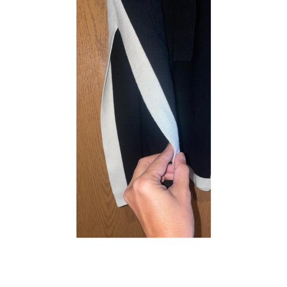 NWT GORGEOUS MOTIF MIDI BLACK DRESS WITH WHITE ACCENTS AND BELT! - Picture 9 of 11